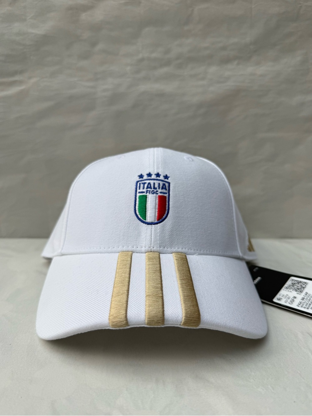 Adidas Italia Soccer Cap - White with Gold Stripes - OSFM
